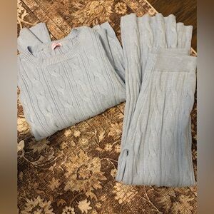 Pink Lily Light Blue Knit Sweater Set